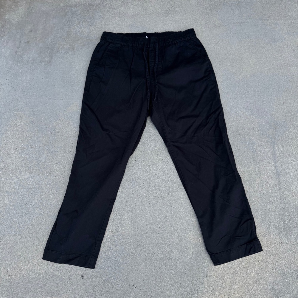 Gap Easy Pant Mens Medium Black Elastic Waist Drawstring Cotton Rayon Trousers